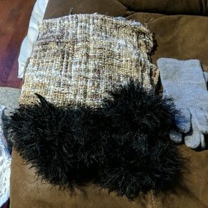 Two scarves and a pair of gloves